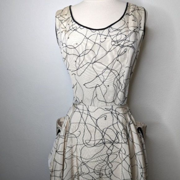 Vintage 50s Party Dress Circle Skirt Side Pockets Hand Sewn Midi - Picture 15 of 16